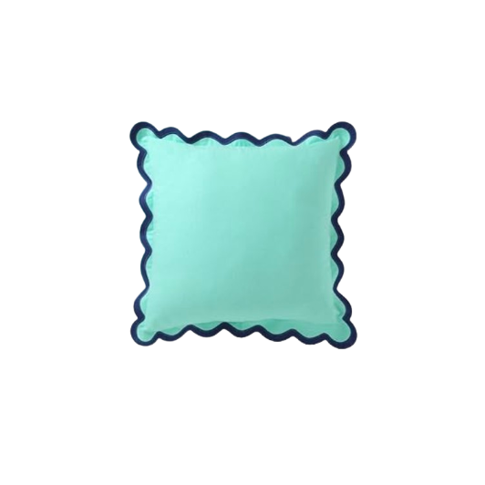 Aqua and Sapphire Scalloped Pillow