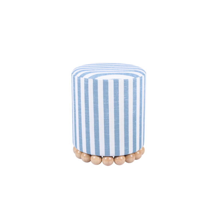 Blue Striped Ottoman