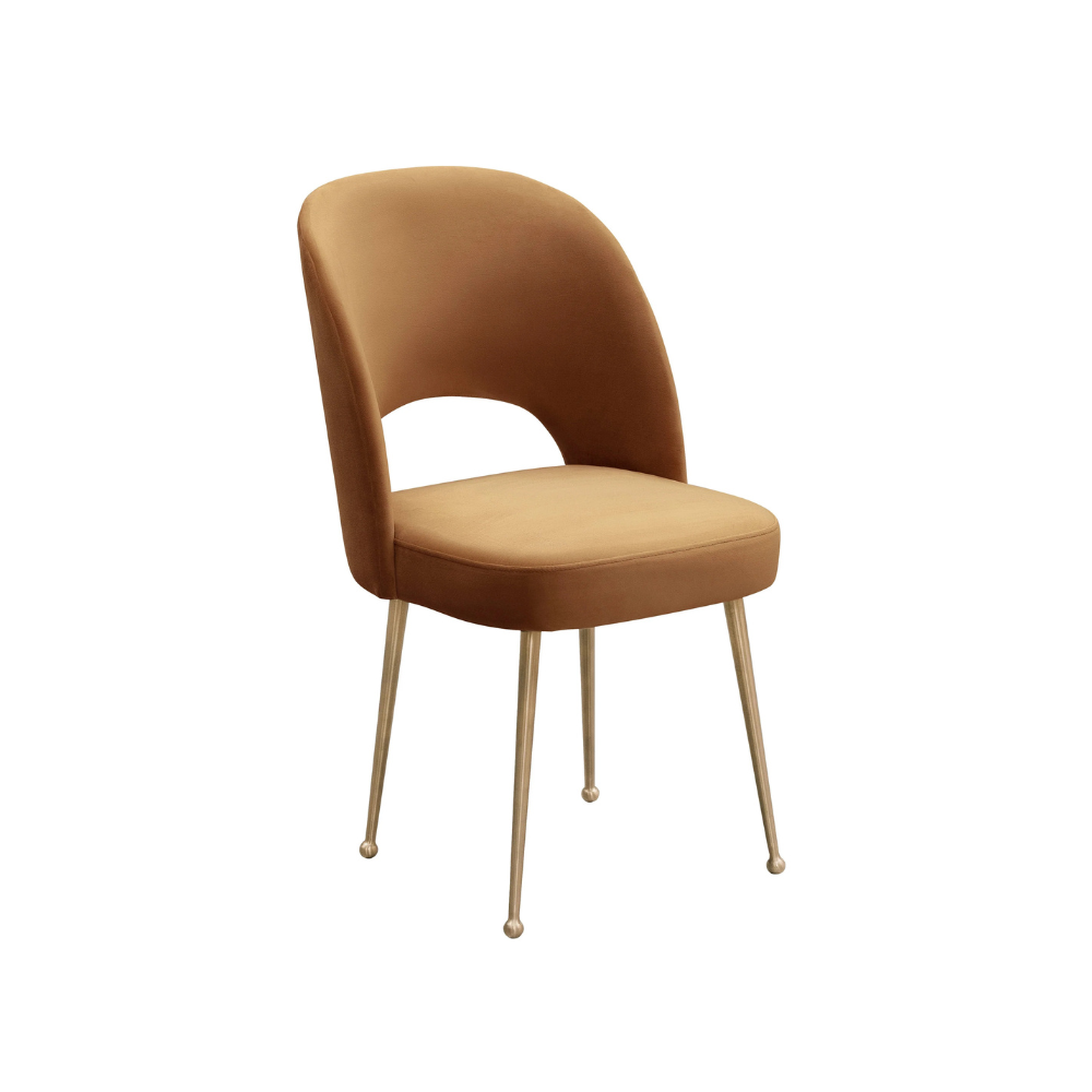 Camel Velvet Dining Chair 