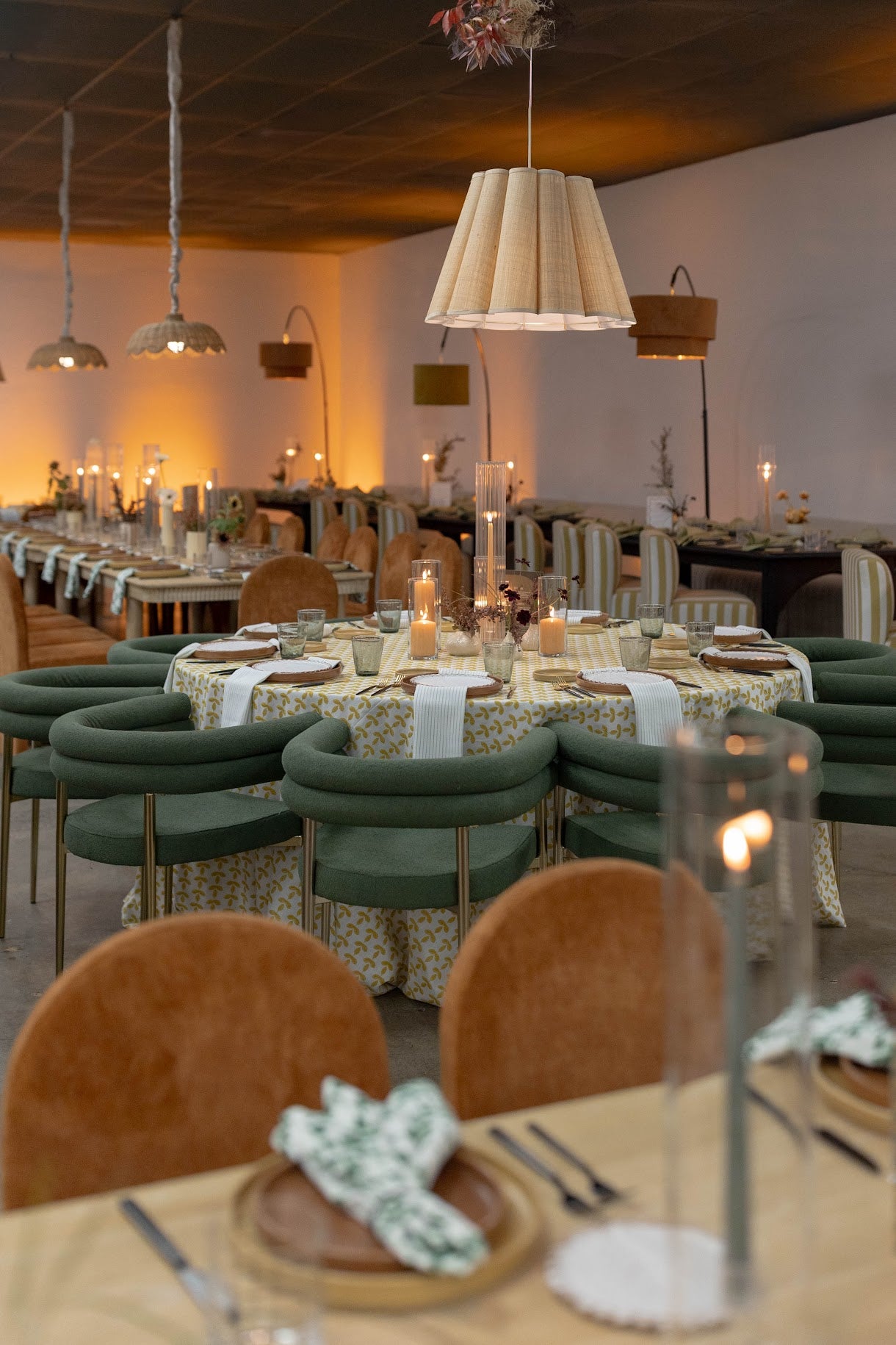 Green Boucle Dining Chair