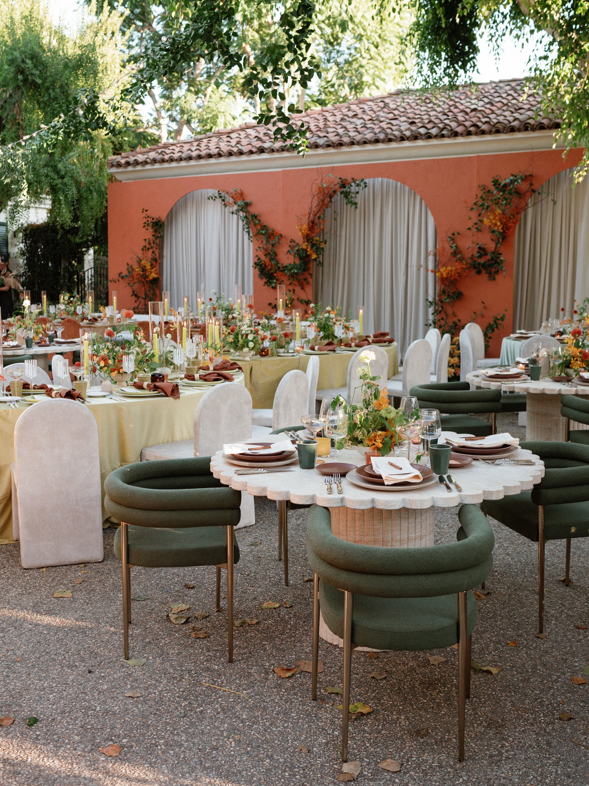 Green Boucle Dining Chair