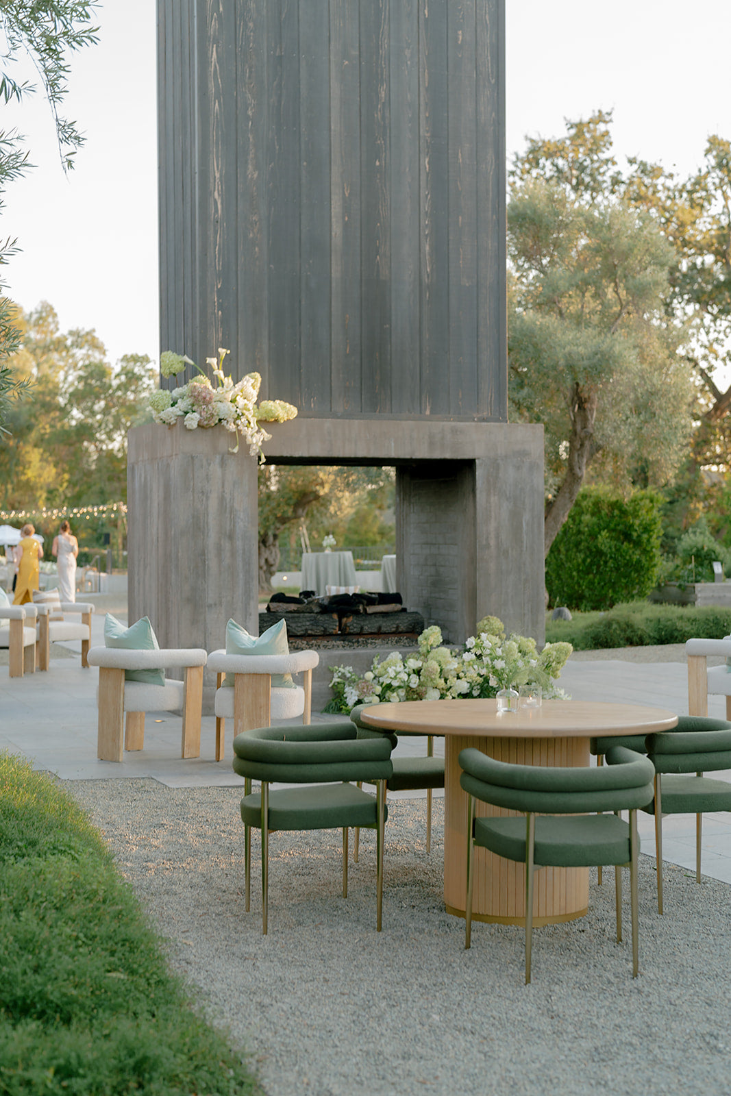 Green Boucle Dining Chair