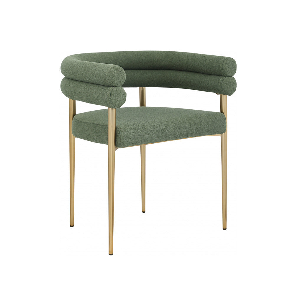 Green Boucle Dining Chair