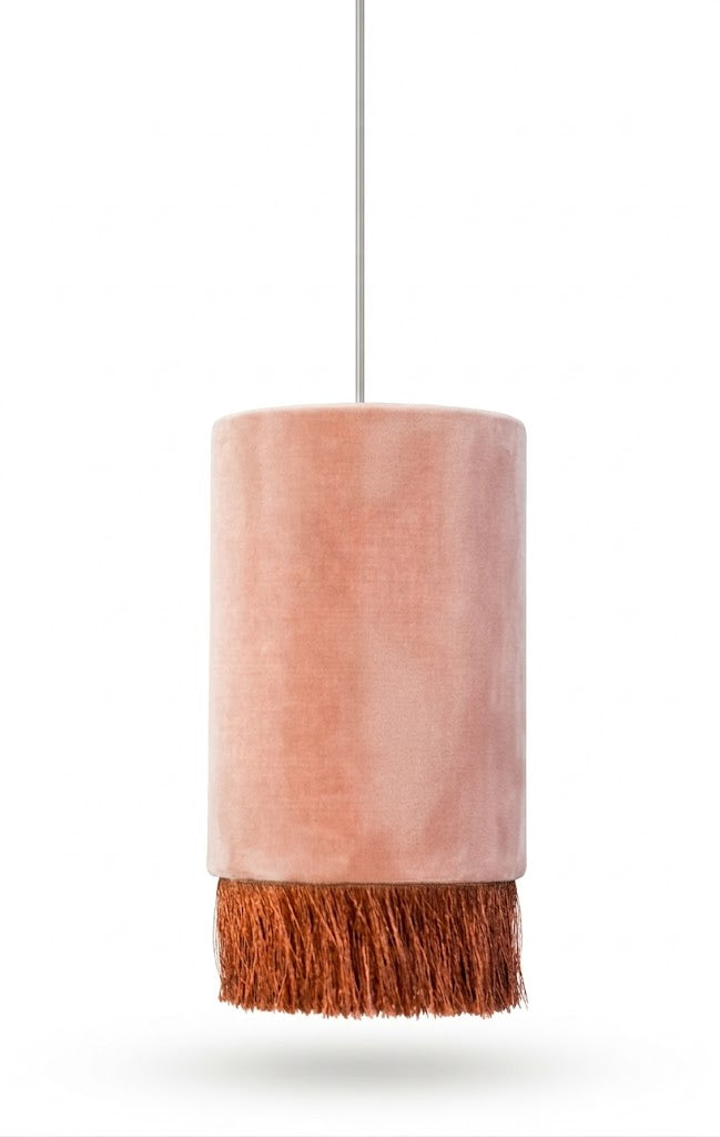 Dusty Rose Fringe Velvet Pendant
