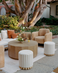 Beige Striped Ottoman