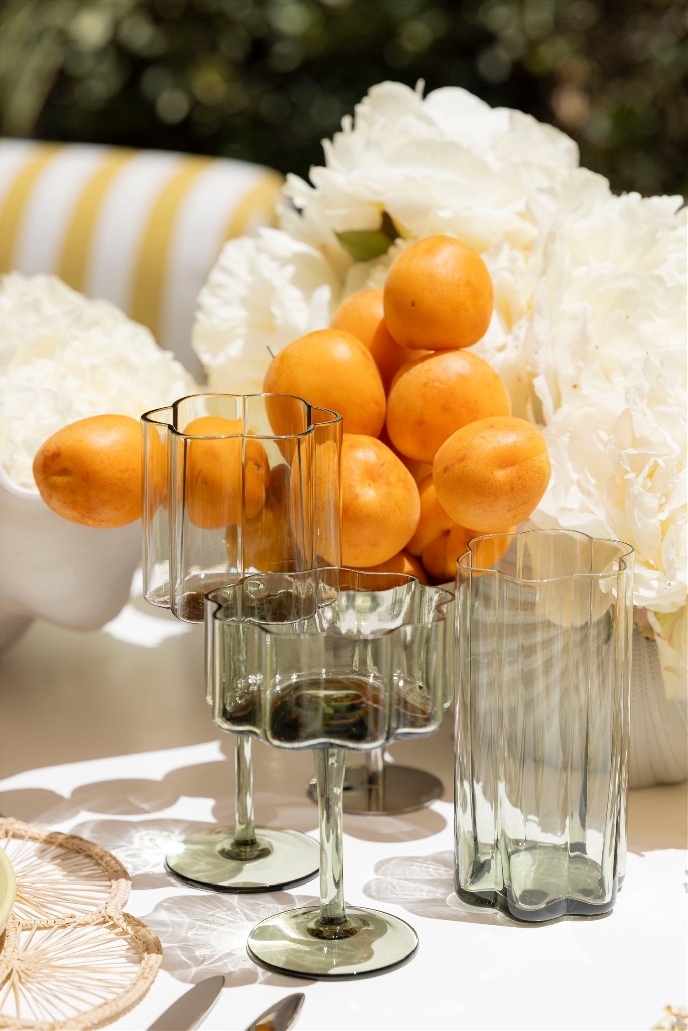 Green Floret Wine Glass