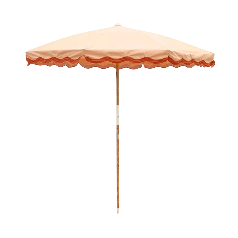 Pink and Red Scalloped Umbrella
